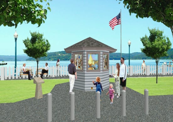 Mockup of kiosk in San Francisco waterfront